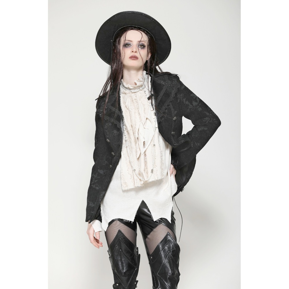 Dark in Love - Chic Knight Gothic Oversized Collar Veste - Noir